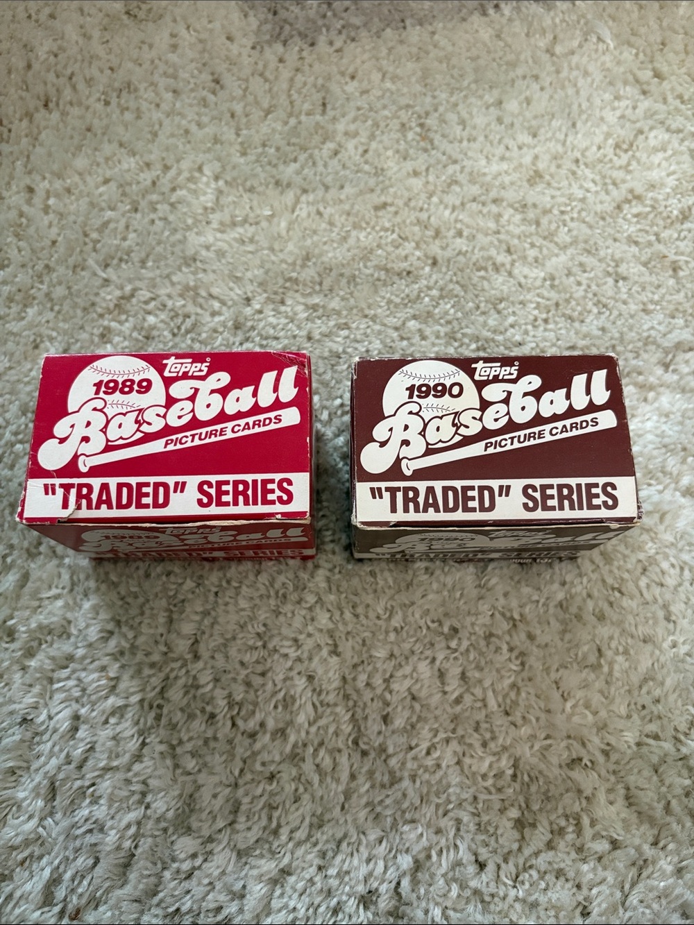 Topps Baseball Traded Series Boxes - Red and Brown. 1989 and 1990